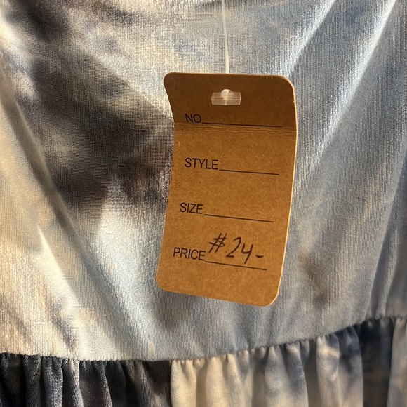 Heart hips blue tie-dye spaghetti strap mini dress - Picture 3 of 5